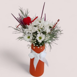  Tekirdağ Çiçekçiler - TURUNCU POLİMER VAZODA PAPATYALAR